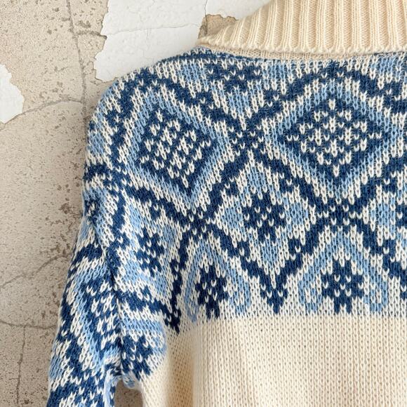 Nordic Wool Cardigan North Cape Sweater Shawl Made in Norway Fair Isle Vintage - Picture 5 of 7